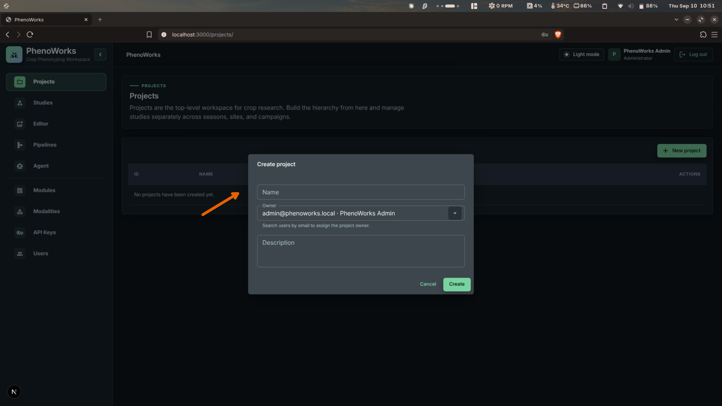 Create project proceed